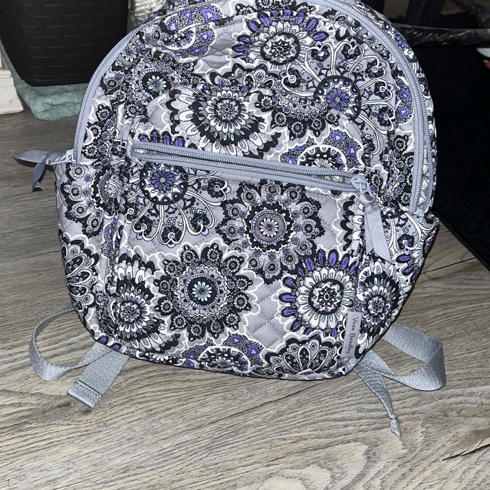 Vera Bradley Floral Quilted Backpack - Gray and Purple